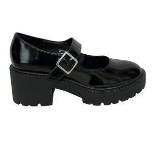 Mary Jane Chunky Platform Black Patent Faux Leather Shoes Madden Girl Size 9